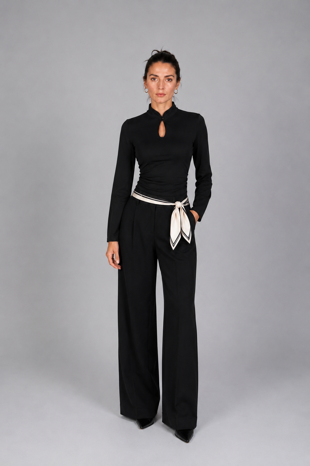 Chinese Neck Top - Black
