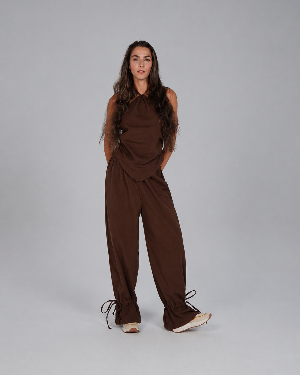 Adjustable Linen Top - Brown