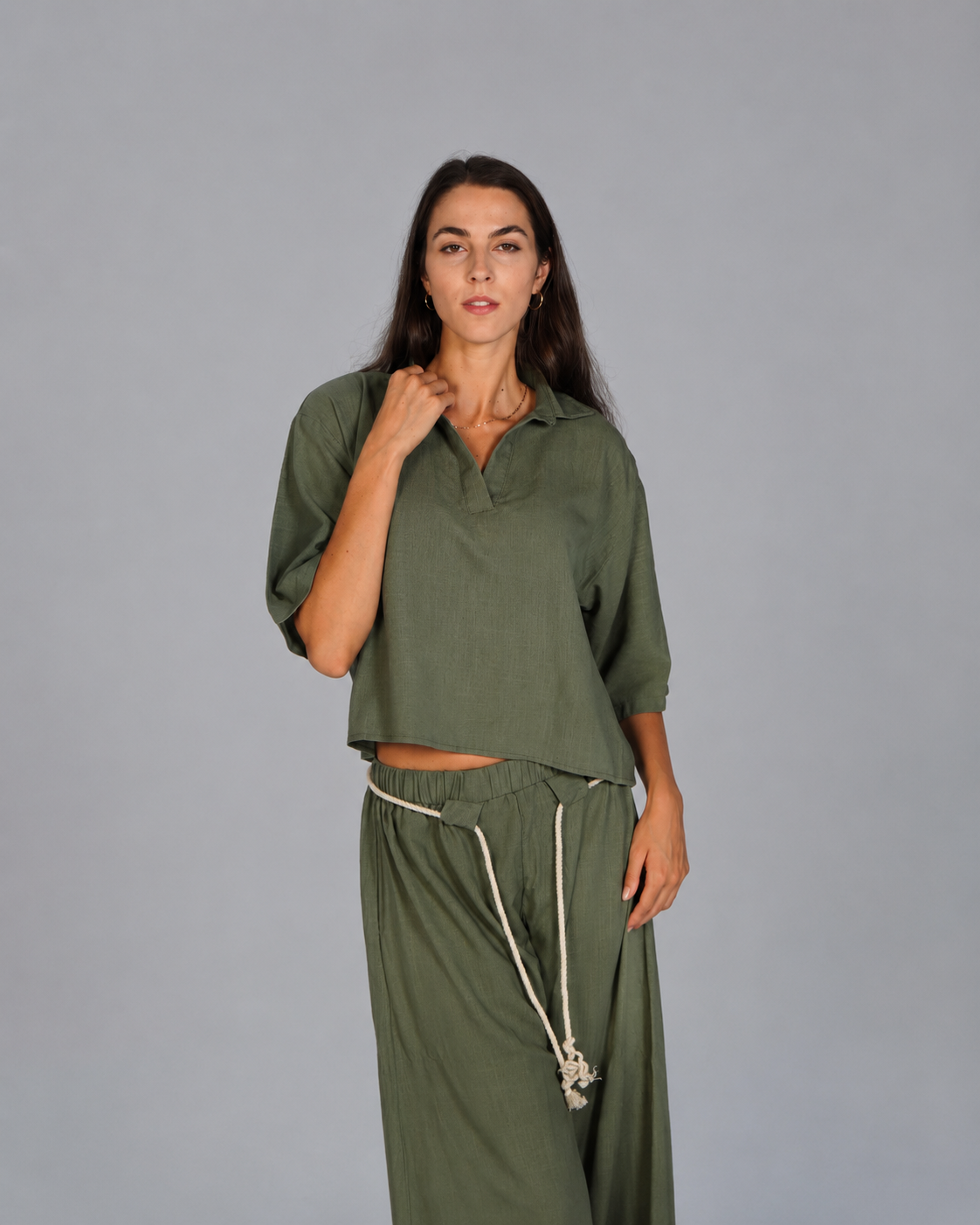 Linen Top - Olive