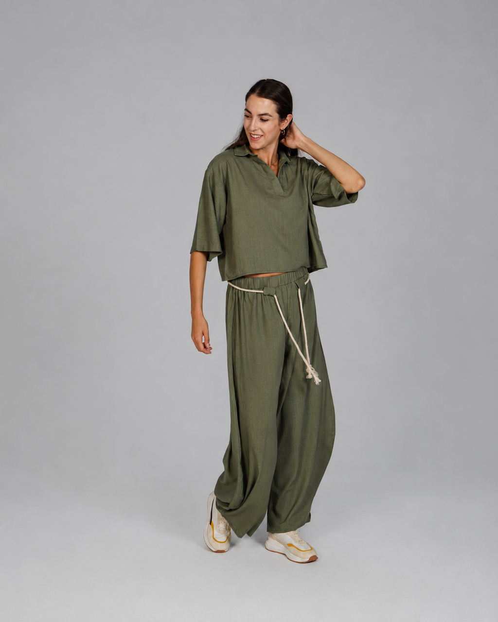 Linen Top - Olive