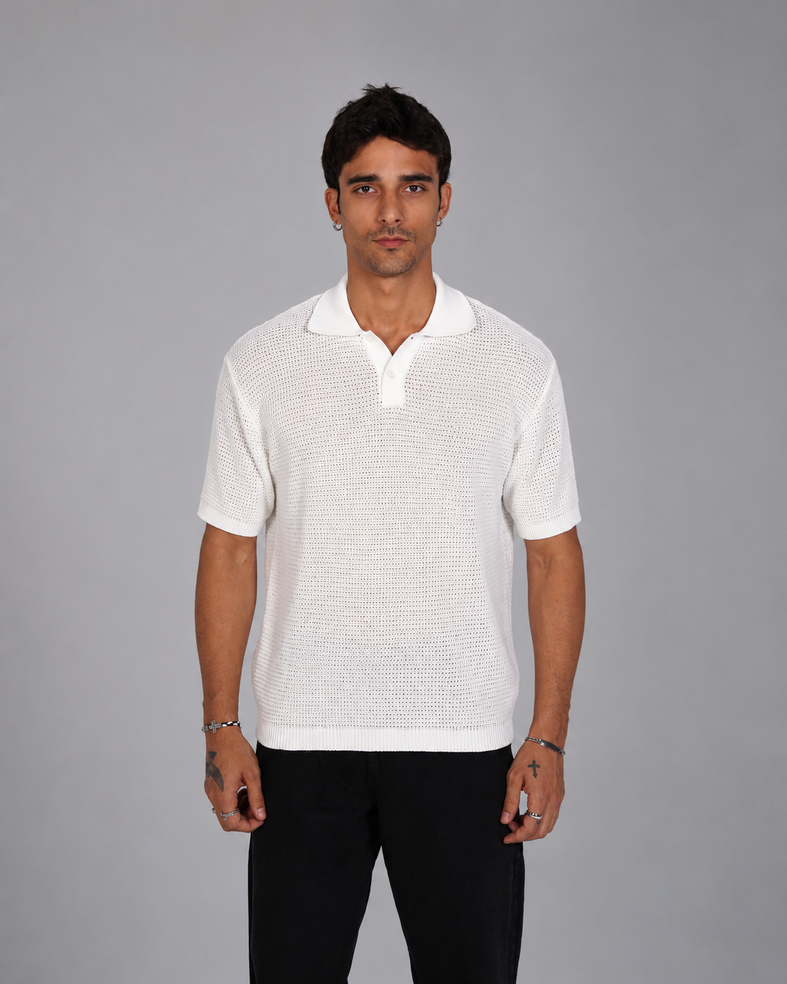 Knitted Polo - White