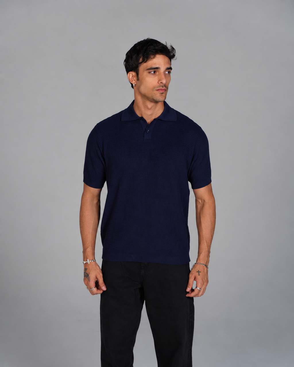 Knitted Polo - Navy
