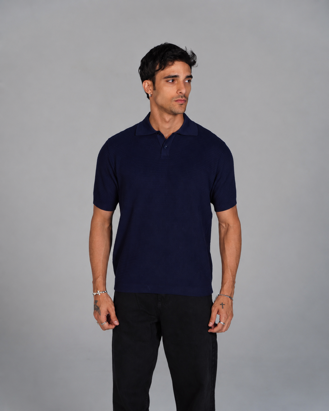 Knitted Polo - Navy