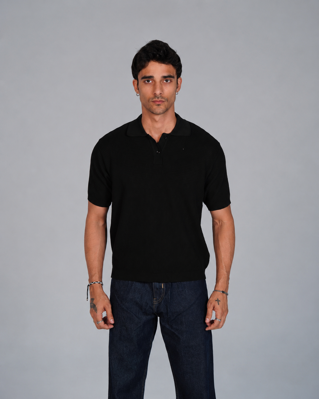 Knitted Polo - Black