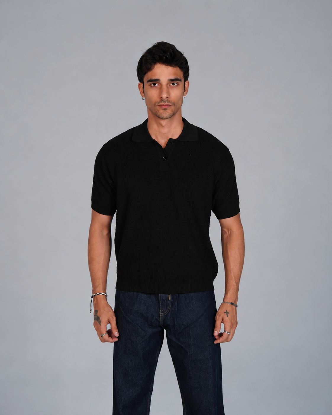 Knitted Polo - Black