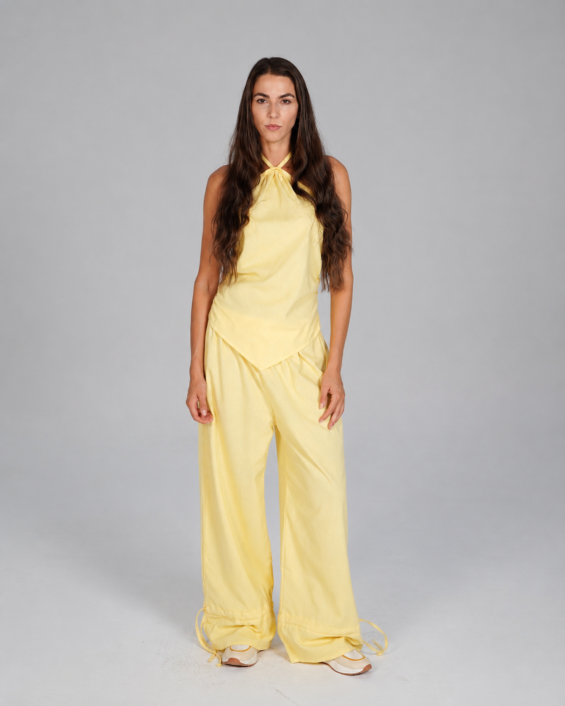 Adjustable Linen Pants - Yellow