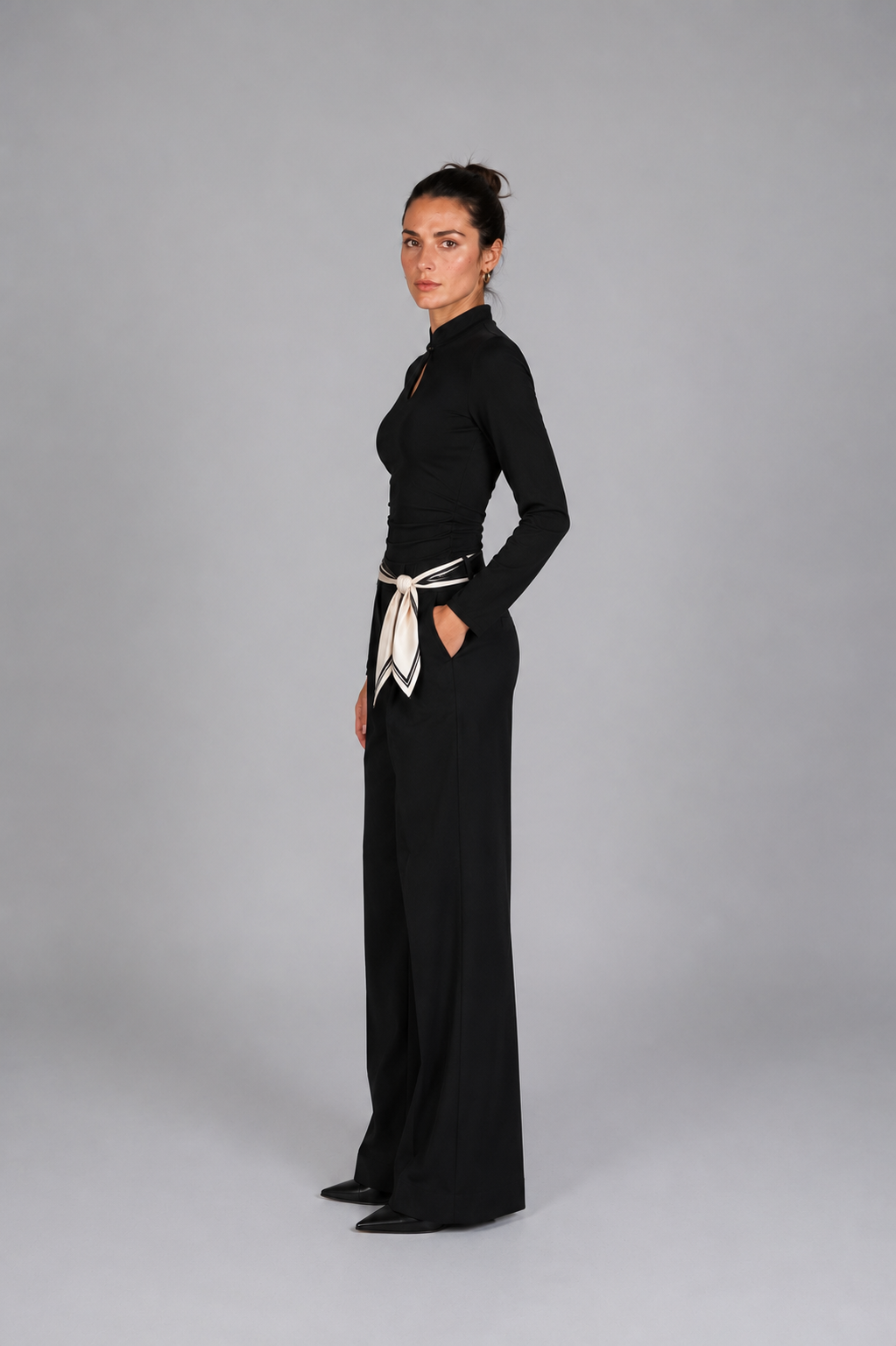 Chinese Neck Top - Black