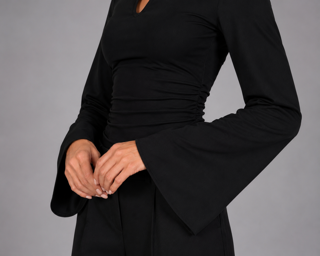 Chinese Neck Top - Black