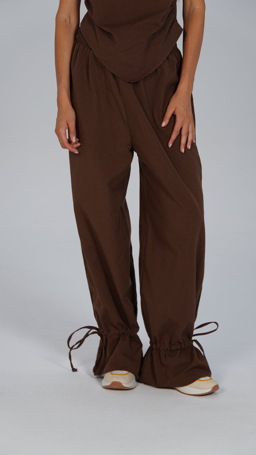 Adjustable Linen Pants - Brown