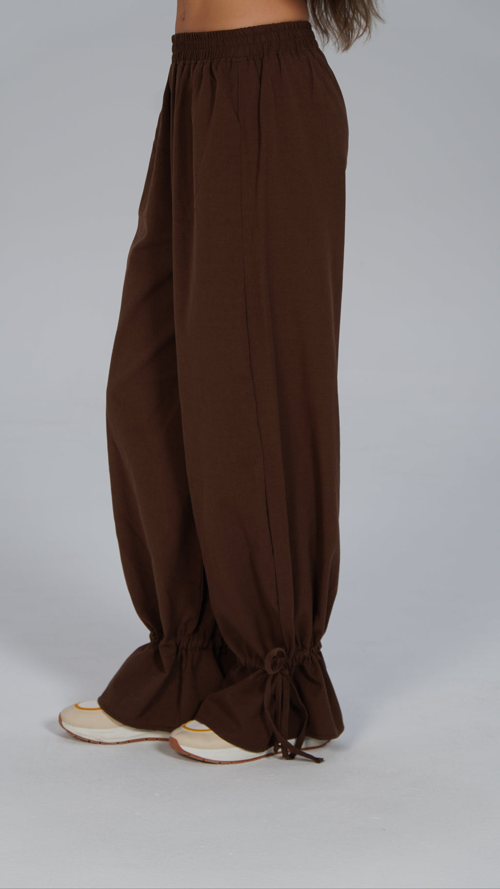 Adjustable Linen Pants - Brown