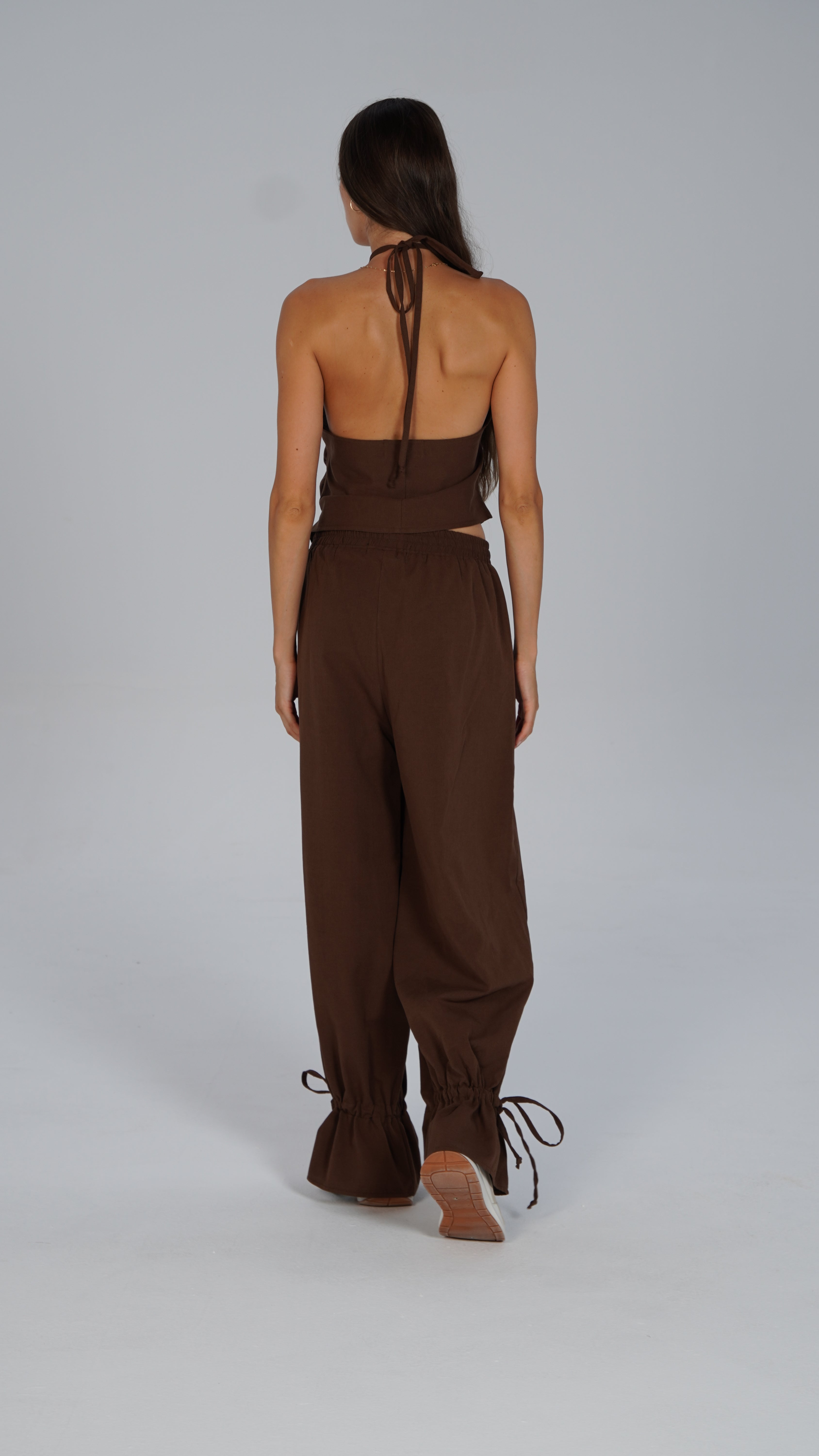 Adjustable Linen Top - Brown
