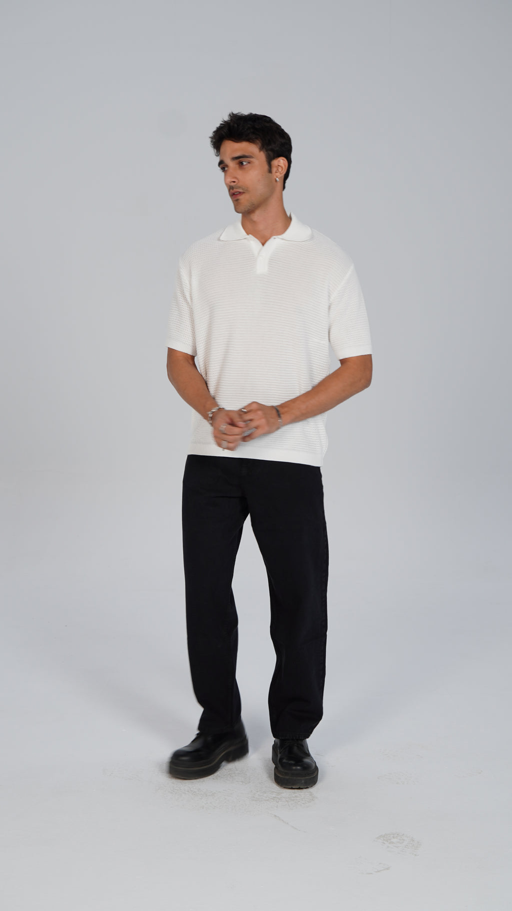 Knitted Polo - White