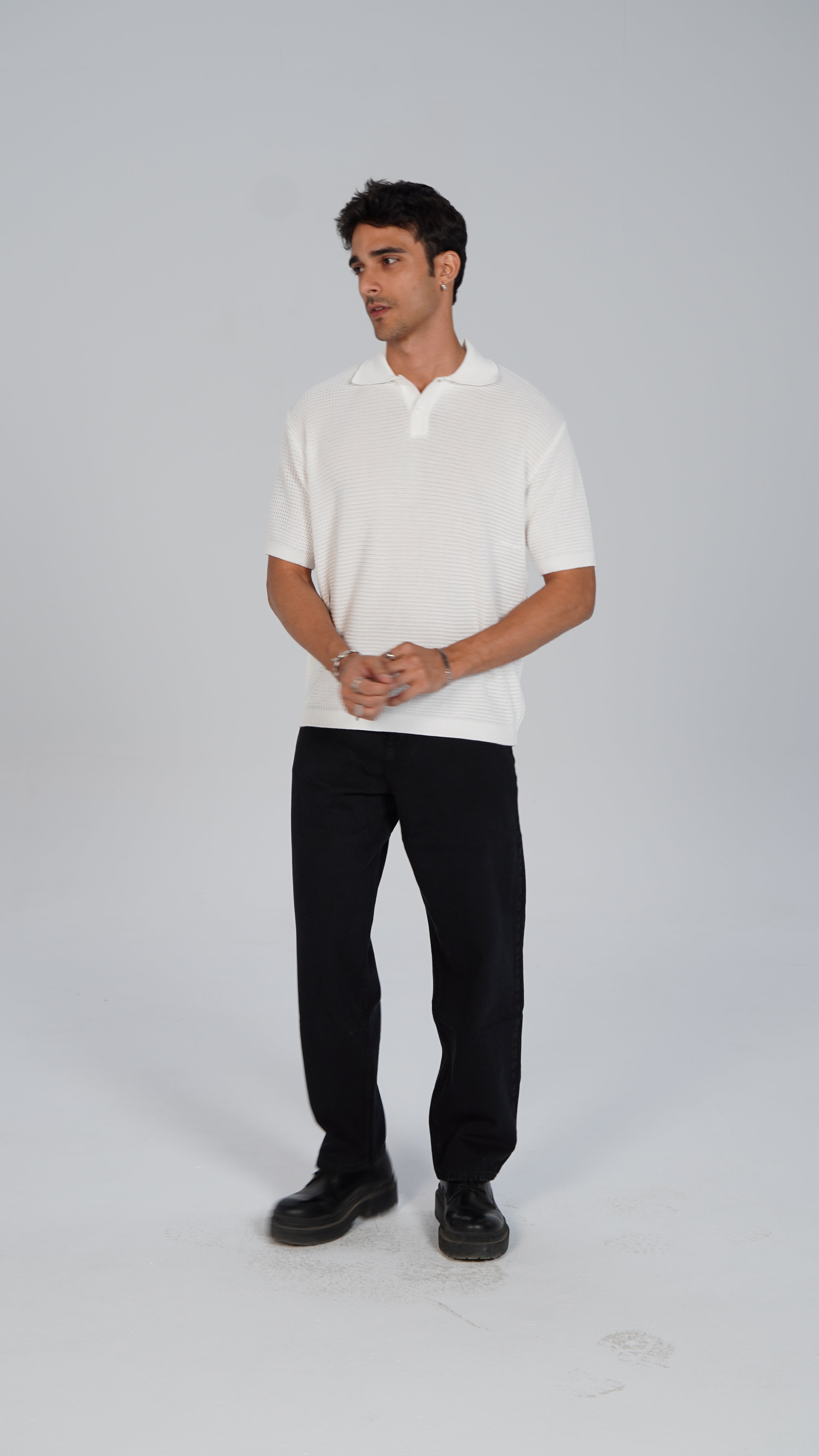 Knitted Polo - White
