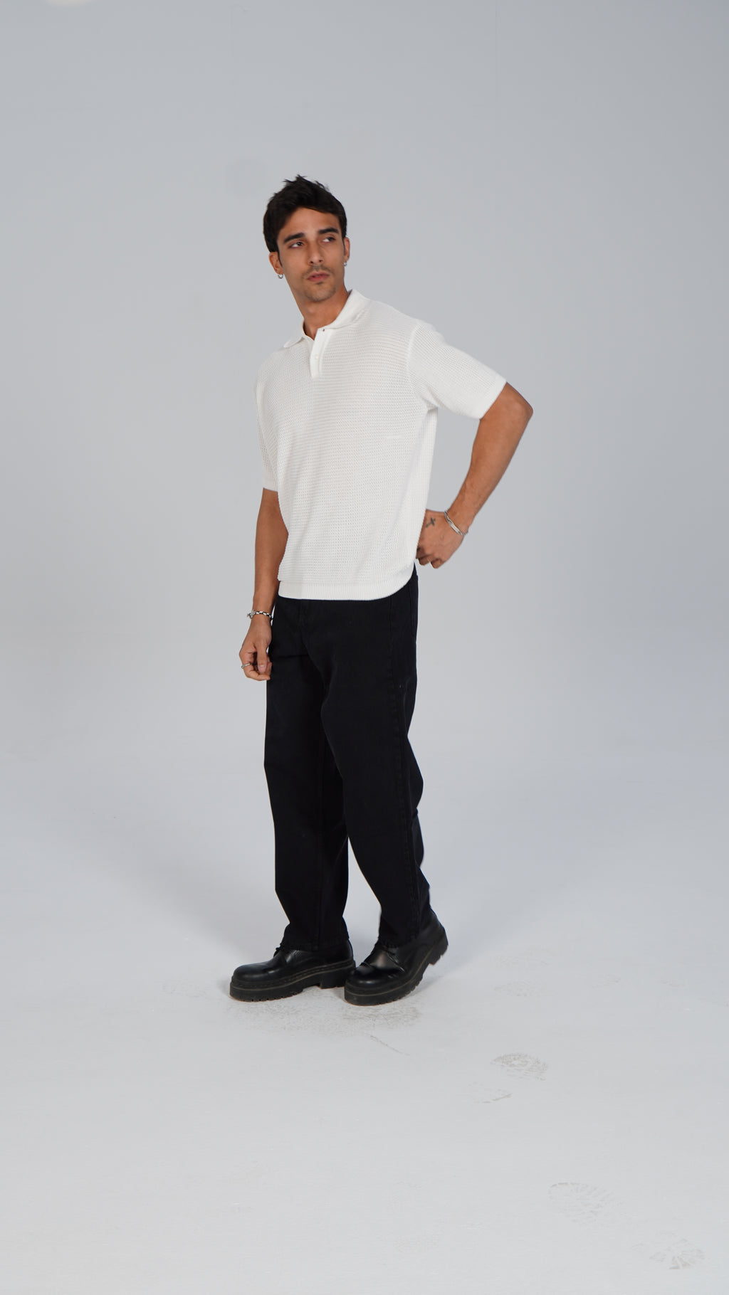 Knitted Polo - White