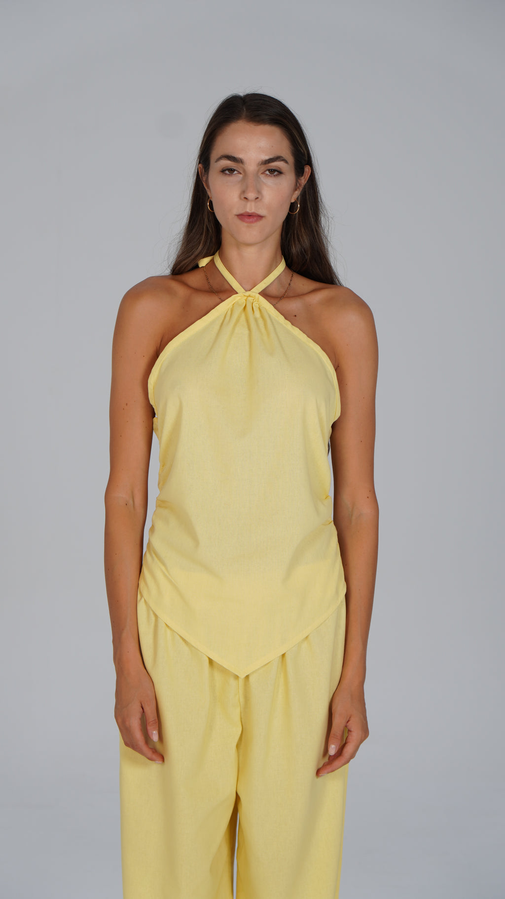 Adjustable Linen Top - Yellow