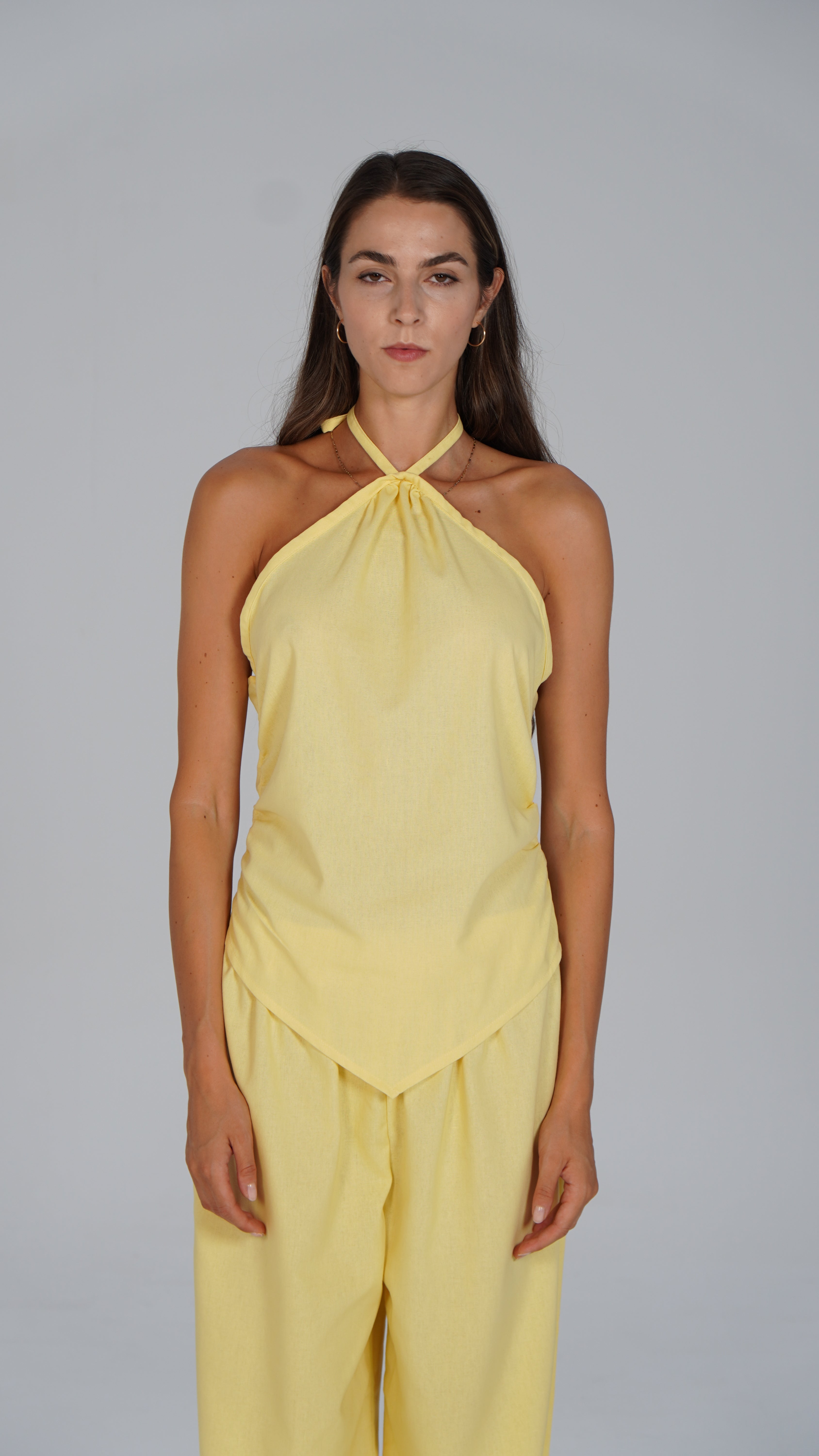 Adjustable Linen Top - Yellow