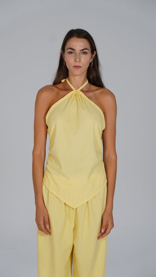 Adjustable Linen Top - Yellow