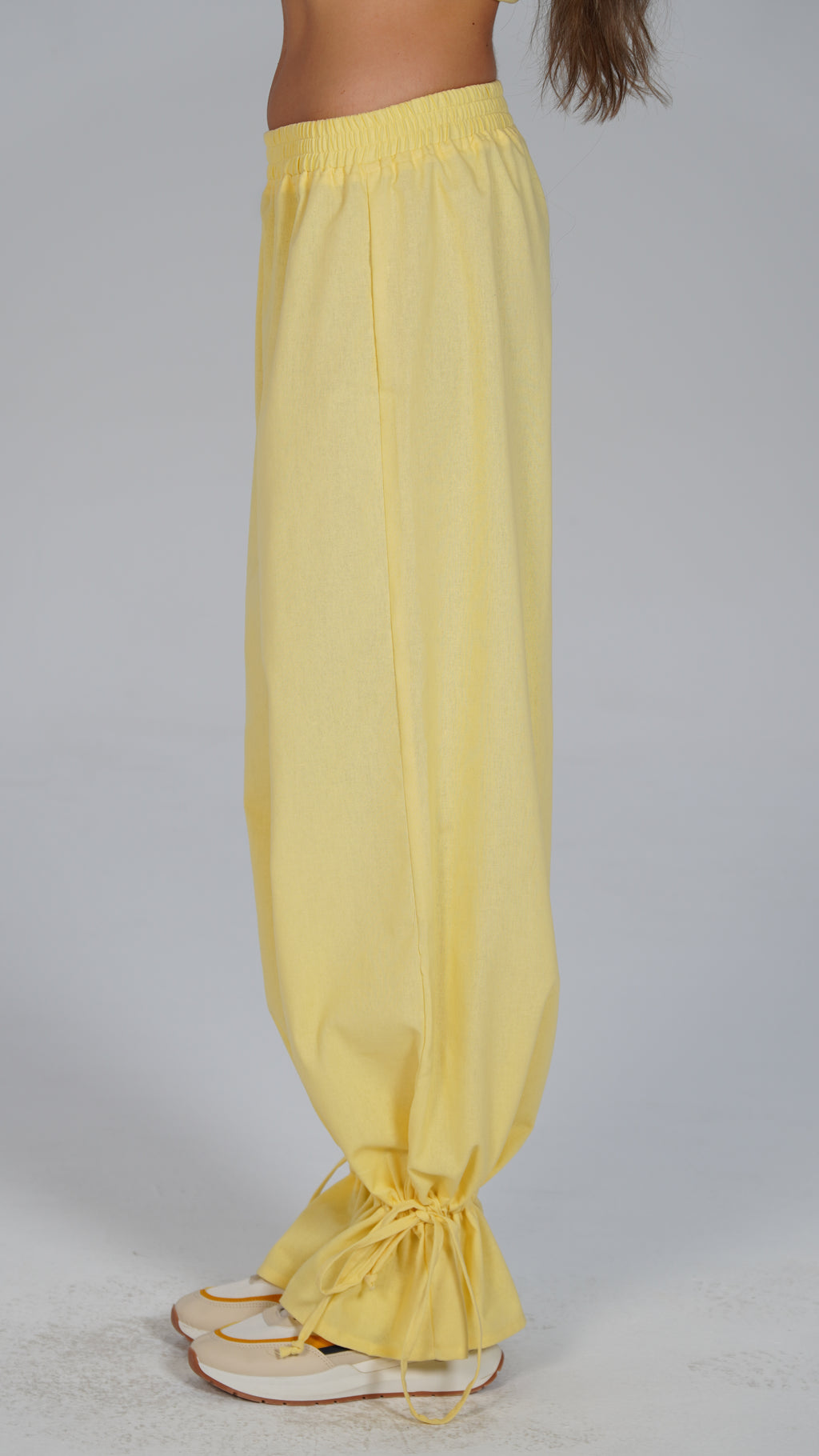 Adjustable Linen Pants - Yellow