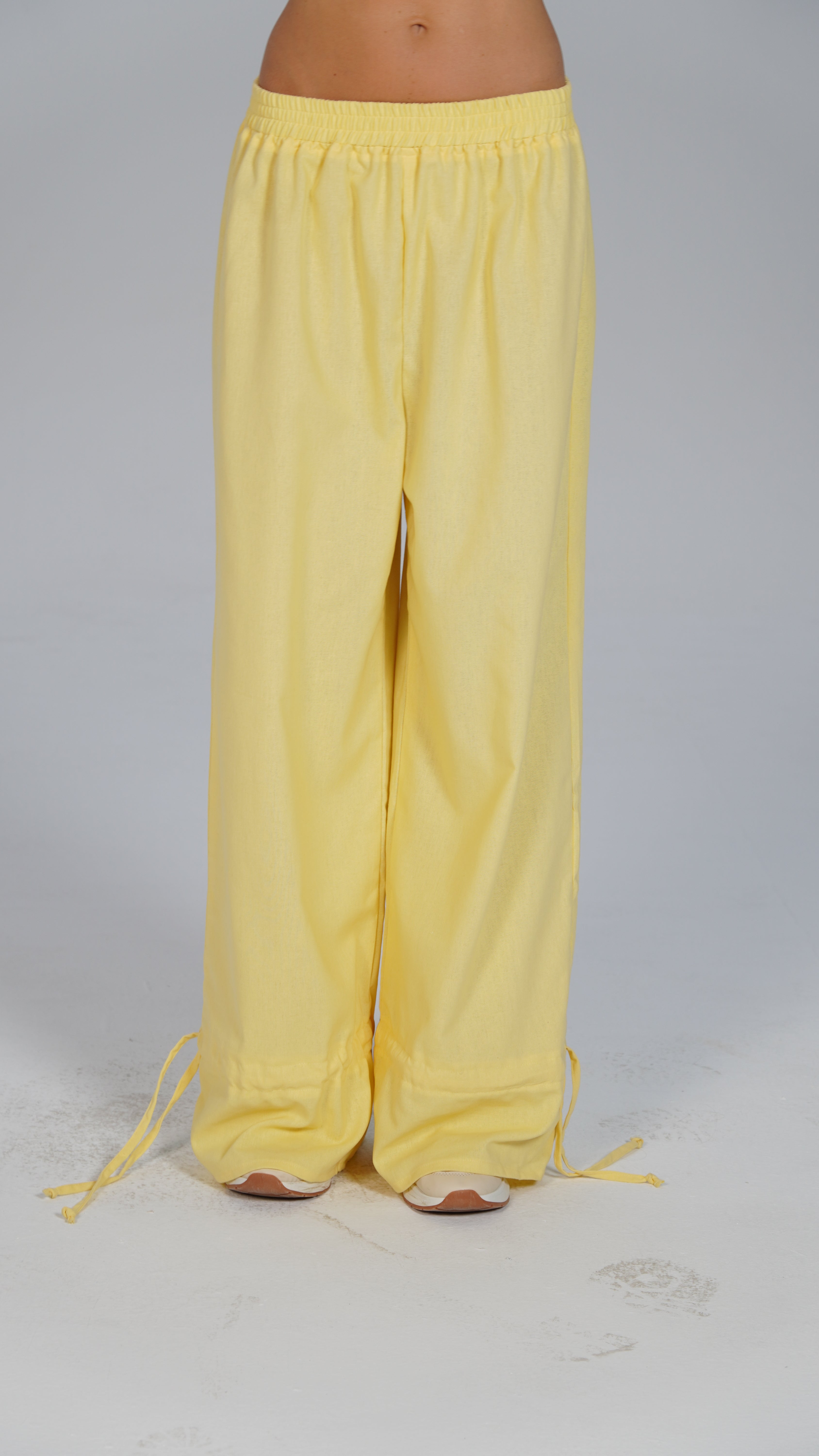 Adjustable Linen Pants - Yellow