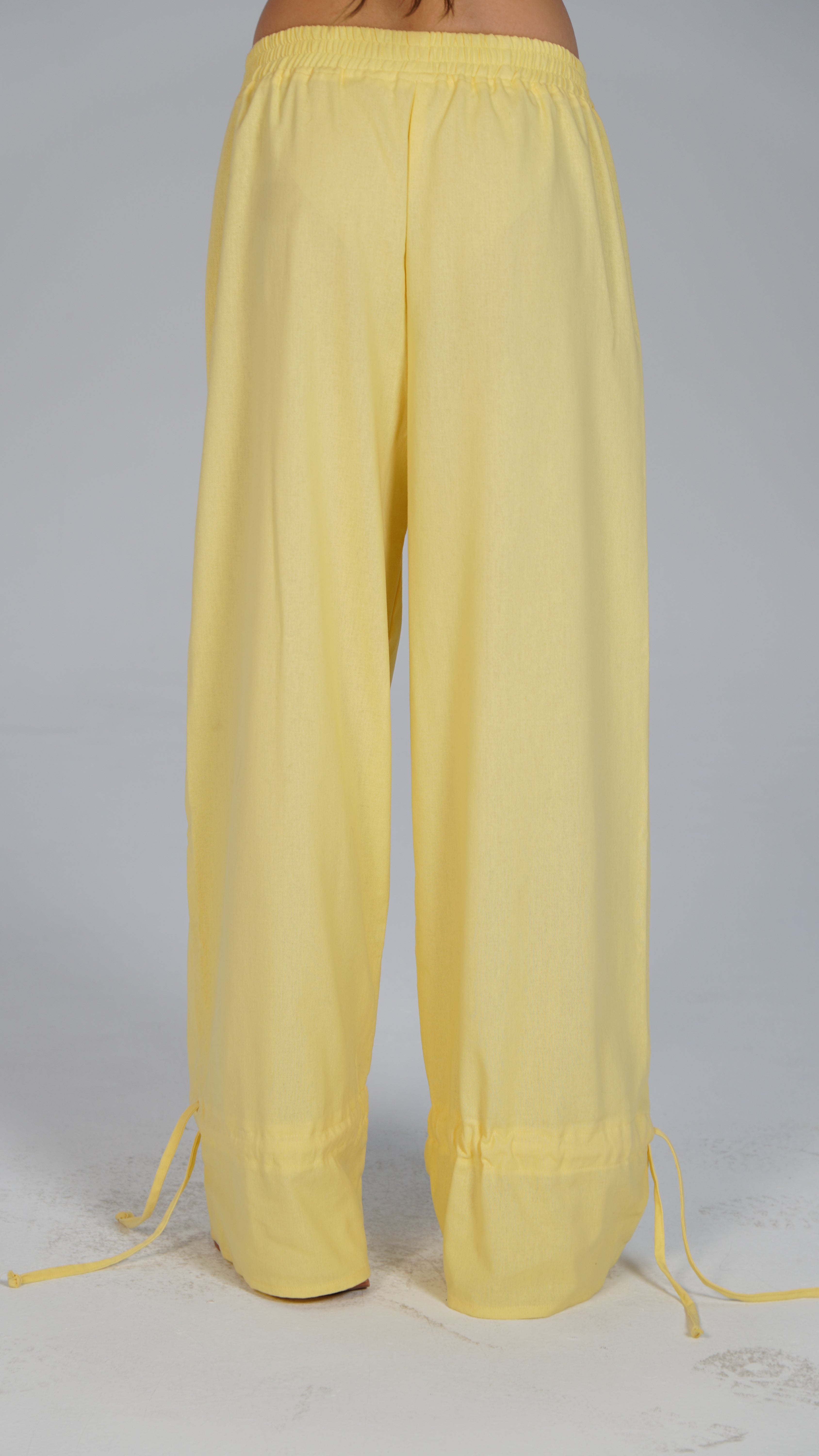 Adjustable Linen Pants - Yellow