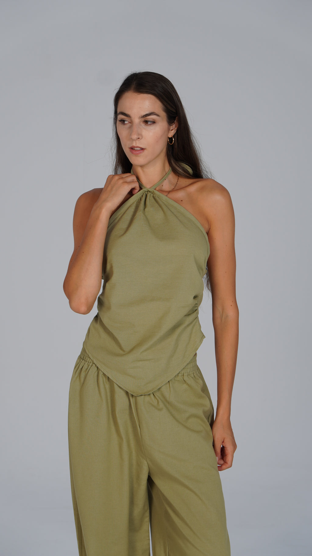 Adjustable Linen Top - Olive