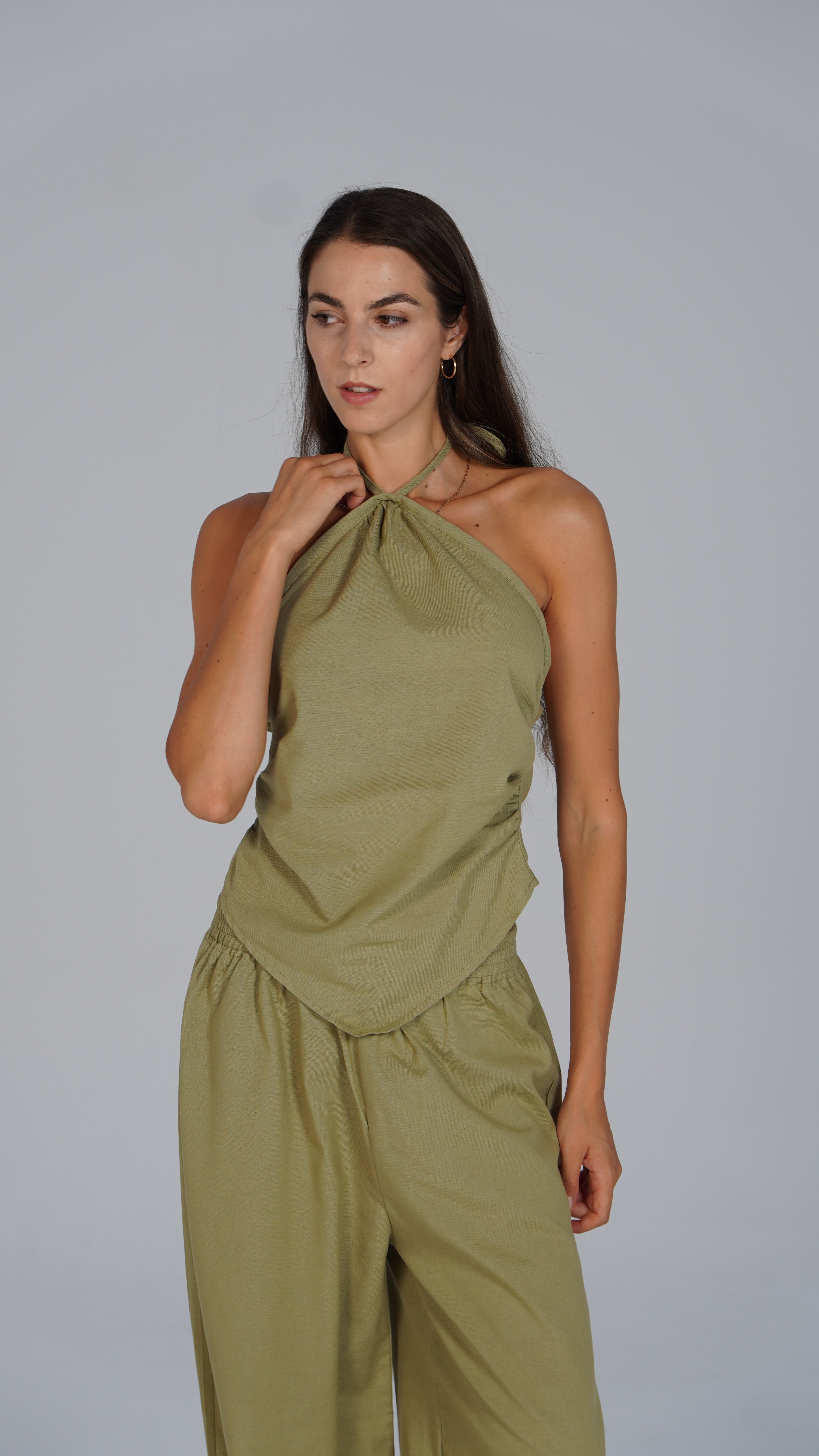 Adjustable Linen Top - Olive