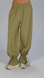 Adjustable Linen Pants - Olive