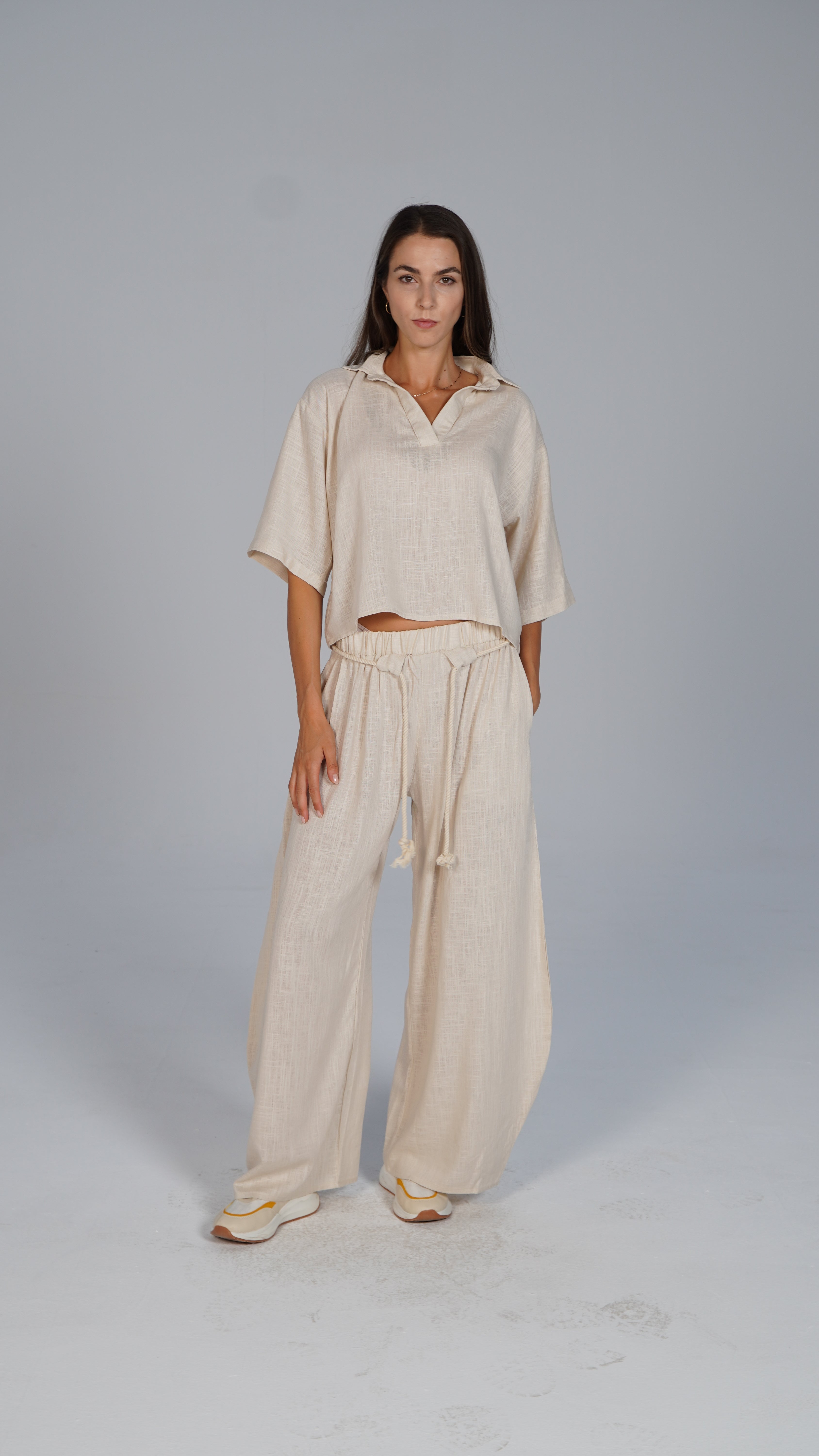 Linen Top - Beige