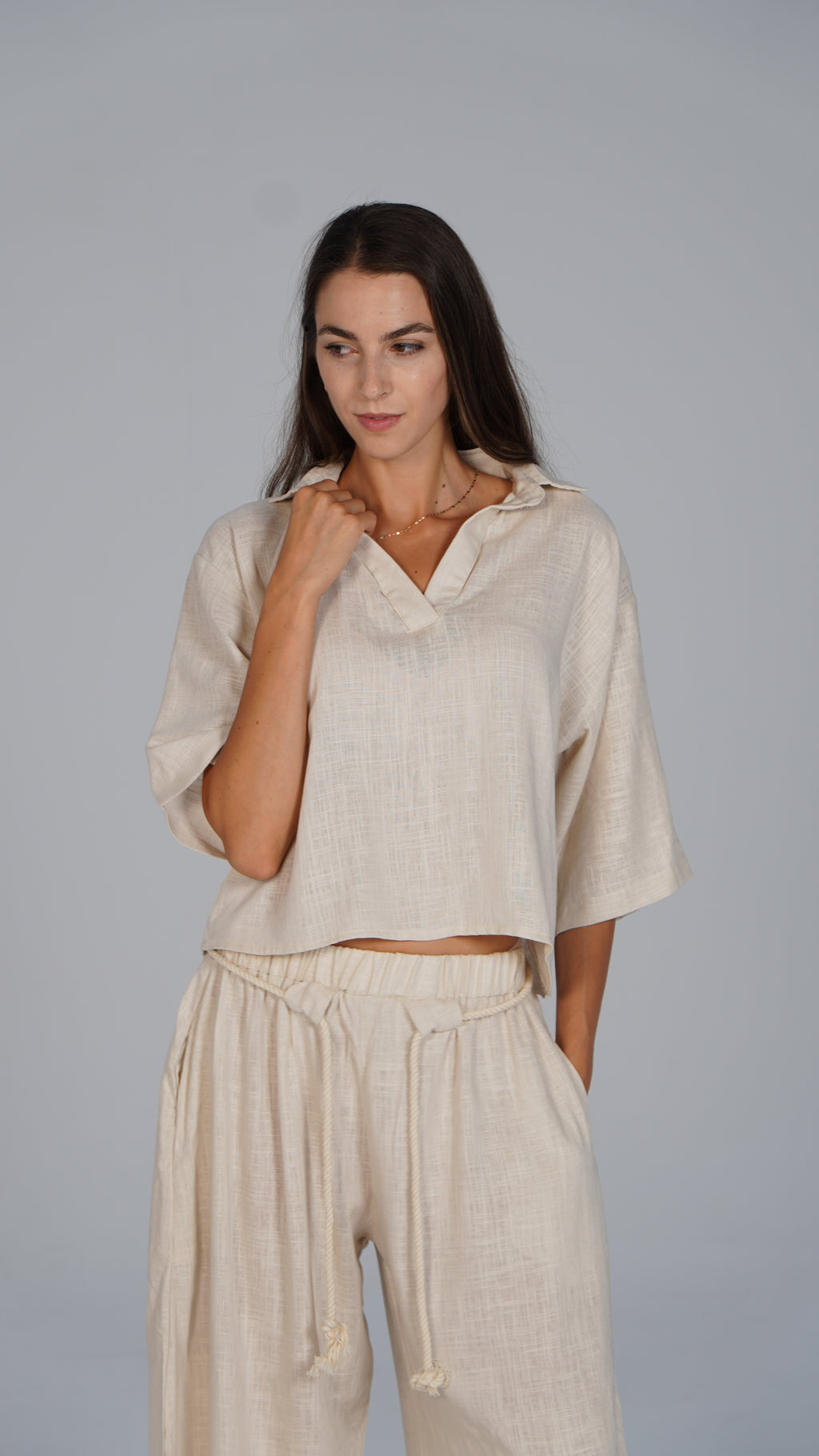 Linen Top - Beige