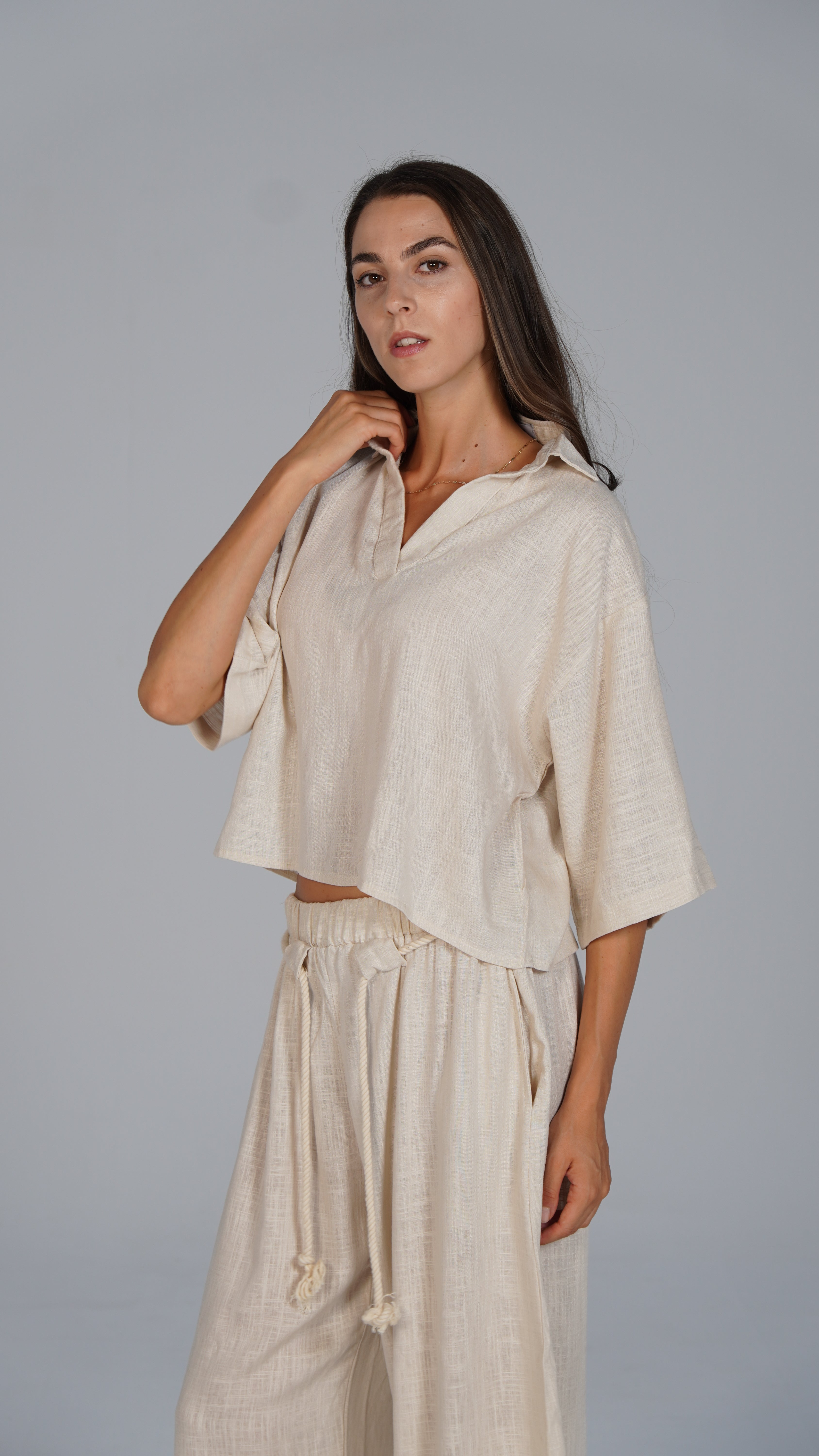 Linen Top - Beige