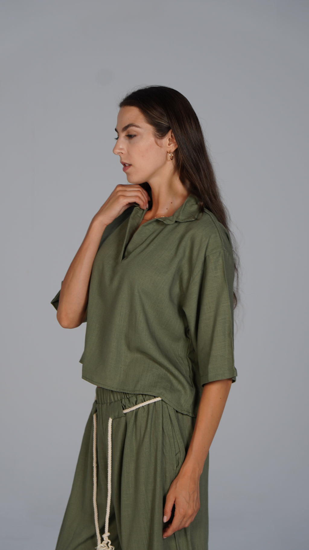 Linen Top - Olive