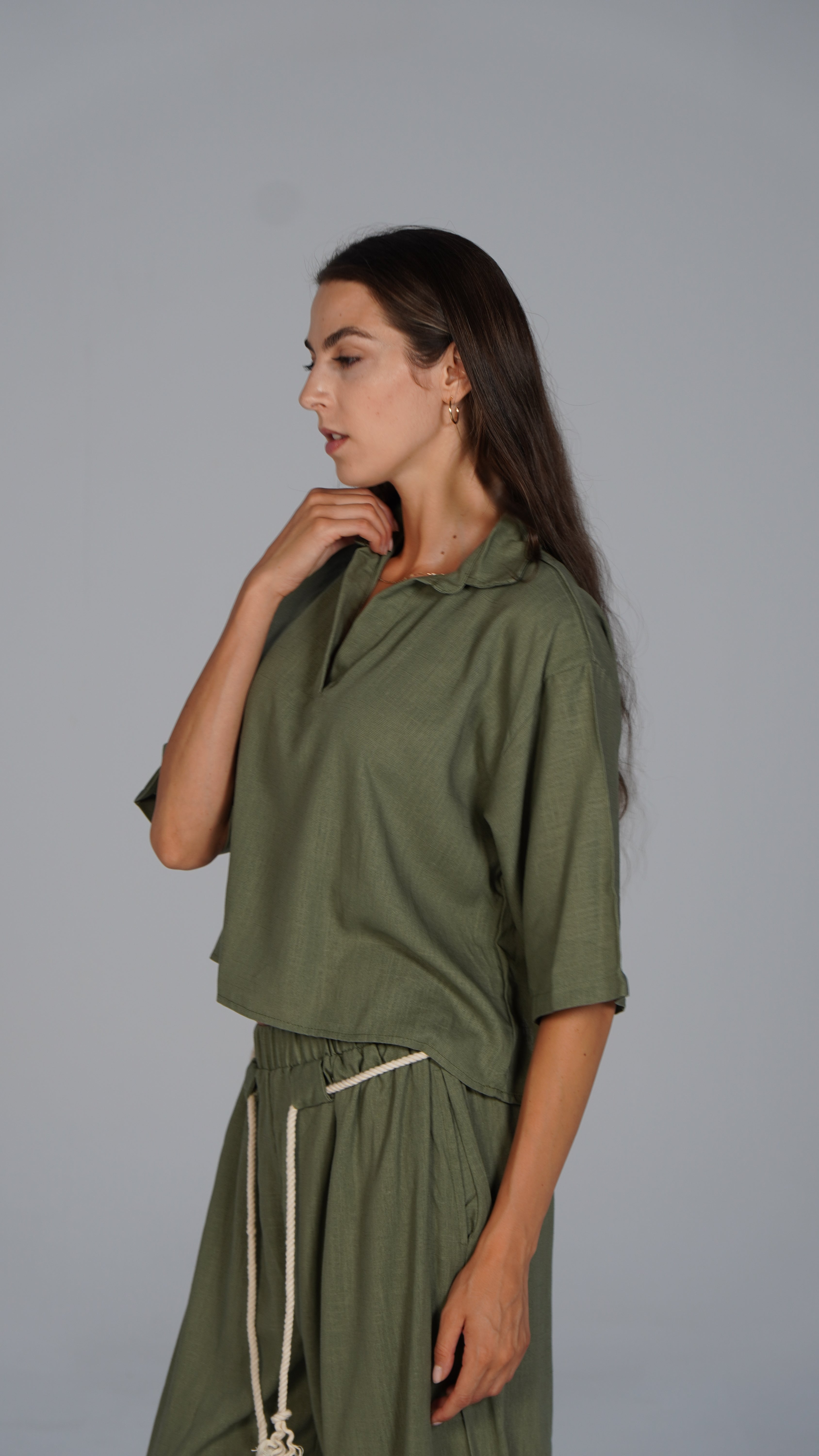 Linen Top - Olive