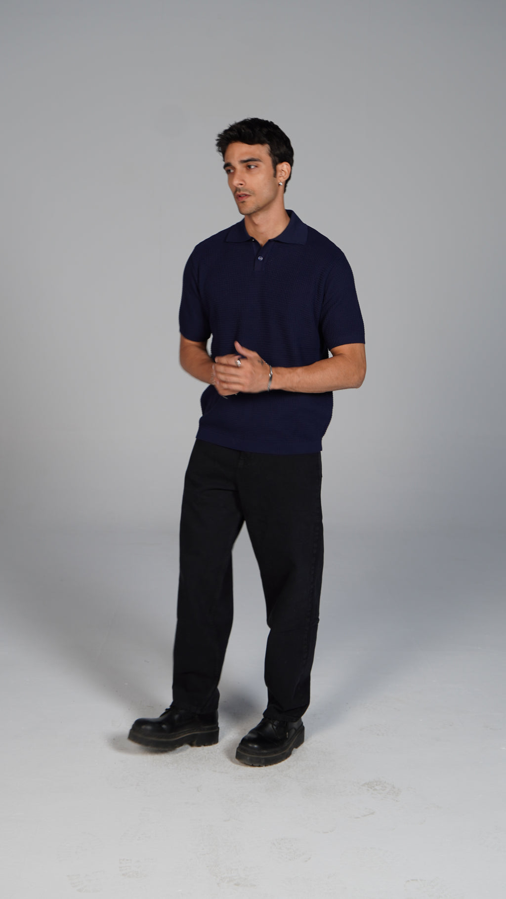Knitted Polo - Navy