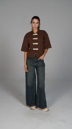 Cropped Blouse - Brown