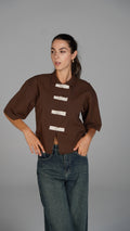 Cropped Blouse - Brown