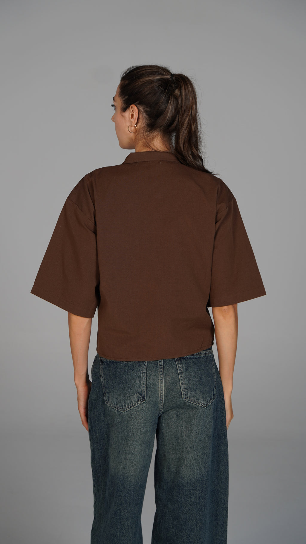 Cropped Blouse - Brown