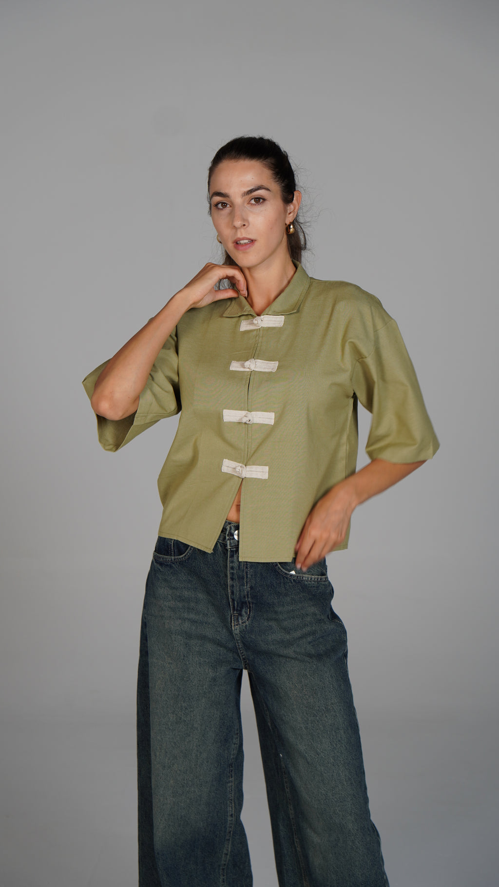 Cropped Blouse - Olive