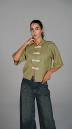 Cropped Blouse - Olive