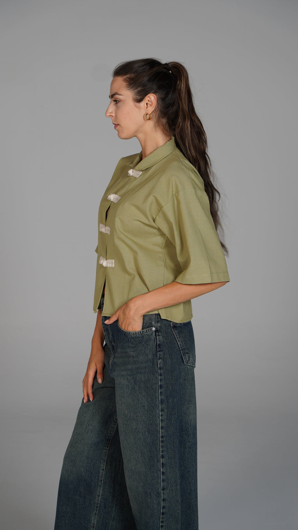 Cropped Blouse - Olive