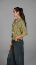 Cropped Blouse - Olive