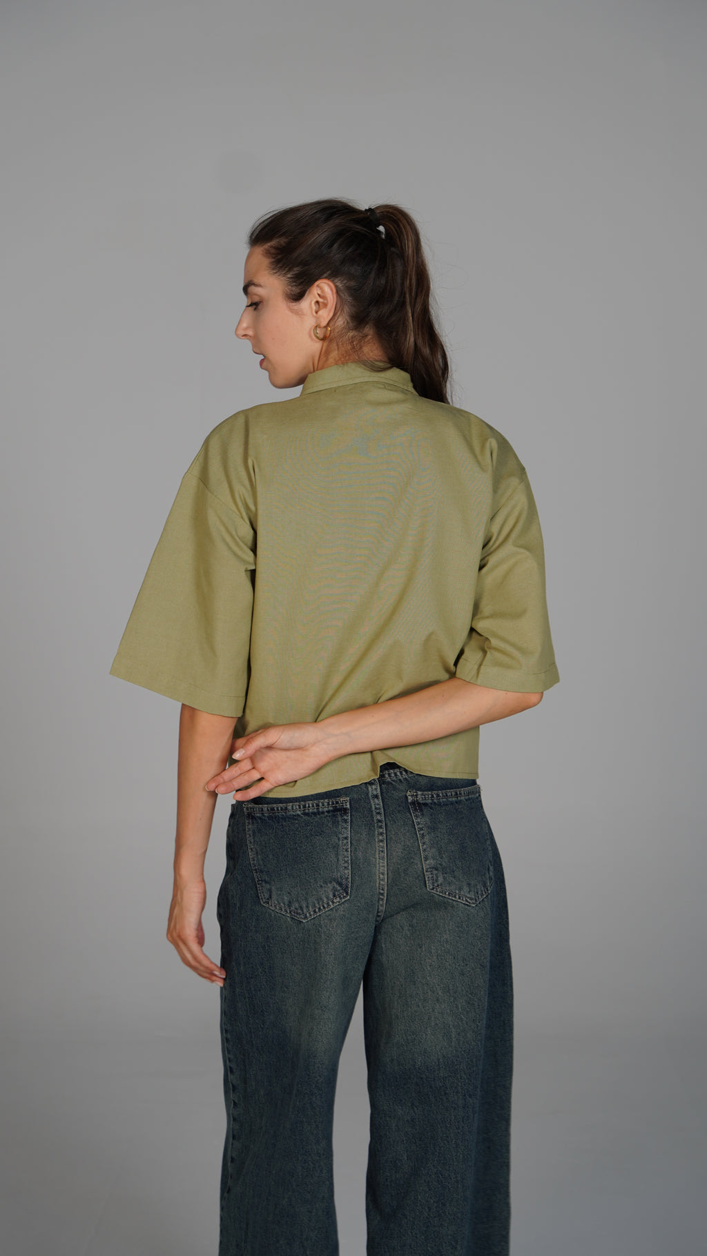 Cropped Blouse - Olive